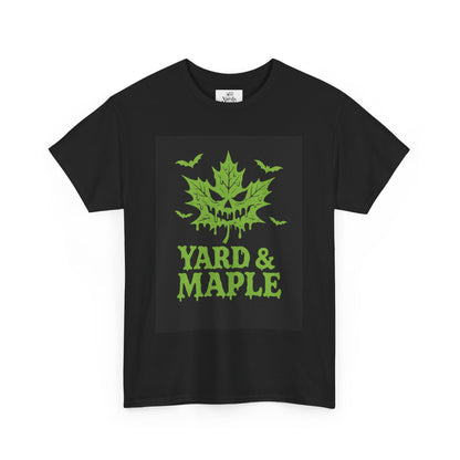 Halloween Themed Unisex Tee with Yard & Maple Design, Autumn Apparel, Fall T-Shirt, Spooky Graphic Tee, Unisex Halloween Shirt