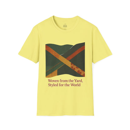 Woven from the Yard Unisex Softstyle T-Shirt, Casual Tee, Comfortable Shirt, Caribbean Pride Apparel, Unique Gift, Summer Fashion