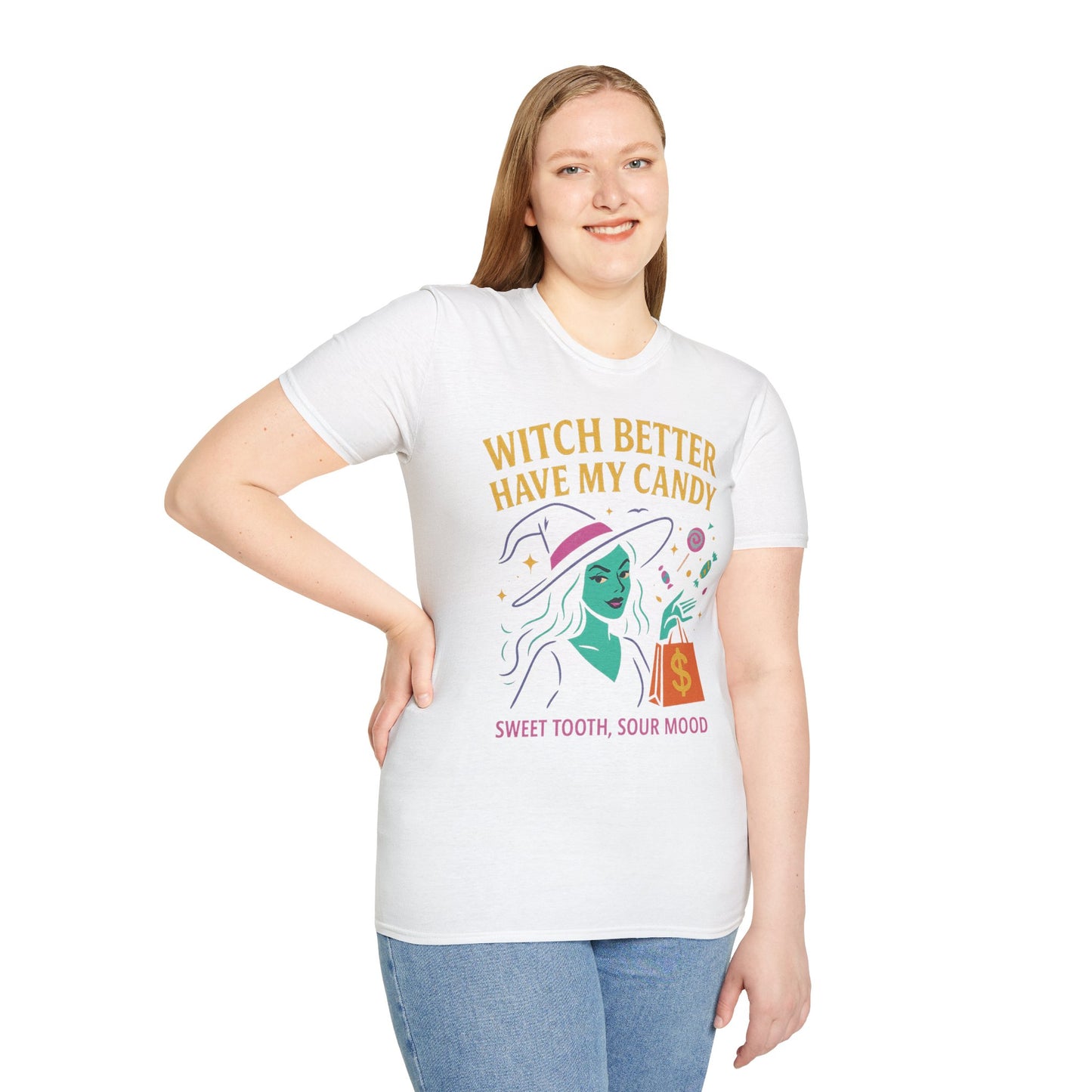 Witchy Candy T-Shirt, Halloween Apparel, Funny Halloween Shirt, Unisex Graphic Tee, Sweet Tooth Gift, Witch Costume Top