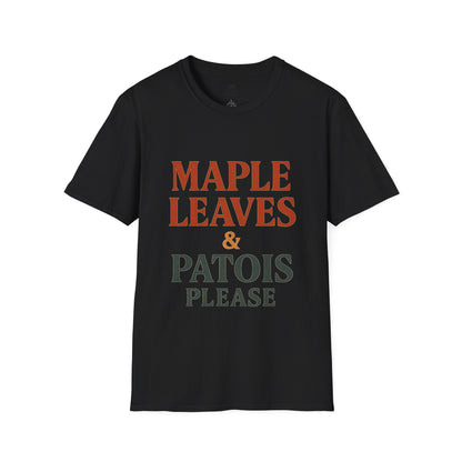 Maple Leaves & Patois Please Unisex T-Shirt, Casual Tee, Gift for Nature Lovers, Summer Wear, Eco-Friendly Fashion
