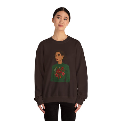 Cozy Holiday Floral Sweatshirt, Unisex Crewneck, Casual Gift, Winter Comfort, Christmas Apparel, Autumn Fashion, Everyday Style