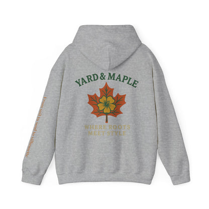 Maple Leaf & Hibiscus Hoodie, Cozy Fall Sweatshirt, Unisex Pullover for Nature Lovers, Perfect Gift for Thanksgiving, Unique Casual Wear
