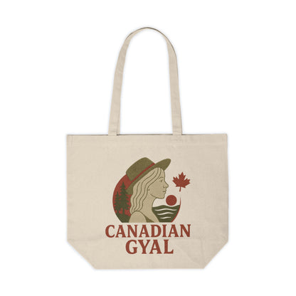 Canadian Gyal Canvas Shopping Tote, Eco-Friendly Bag, Reusable Grocery Tote, Canada Inspired Gift, Cute Travel Tote