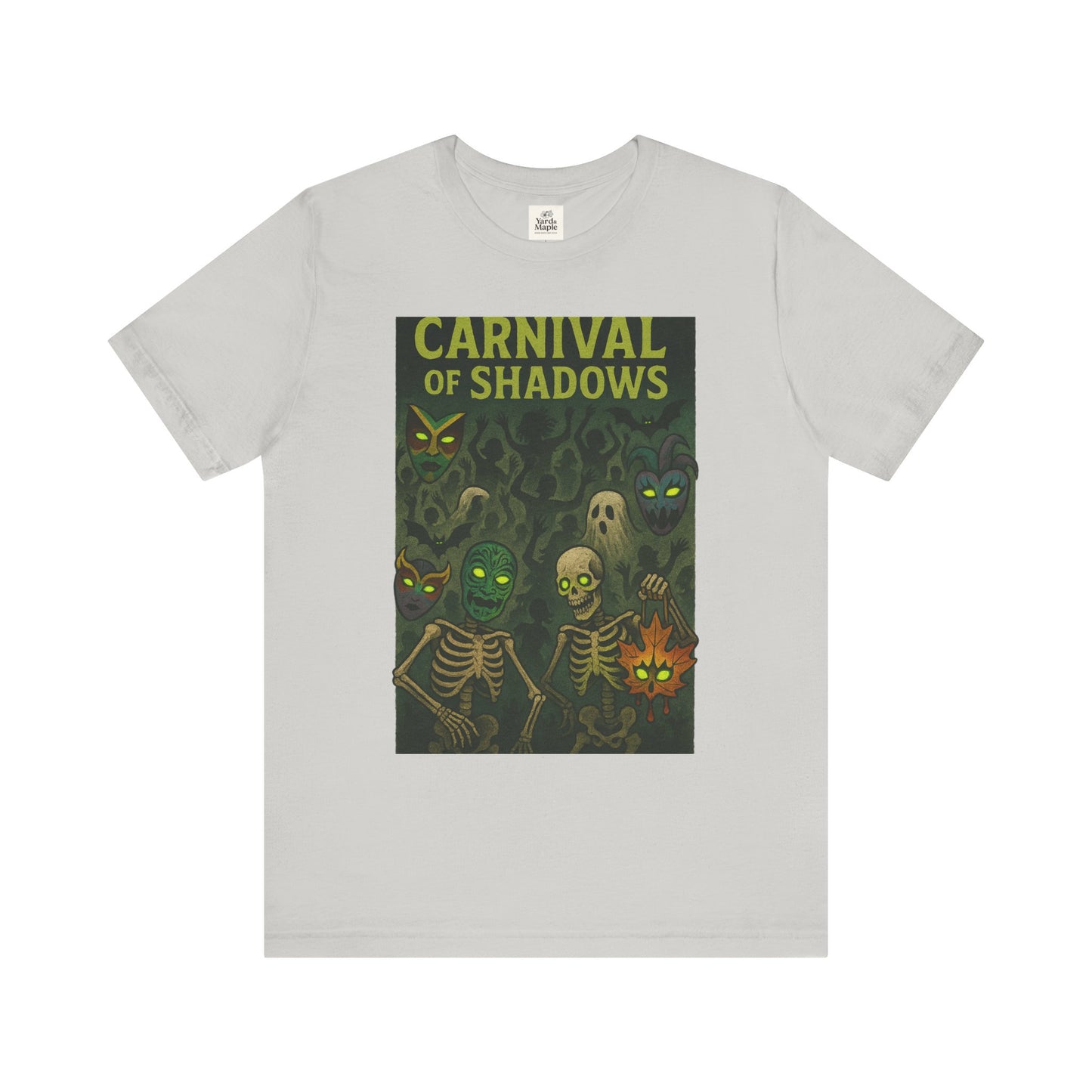 Carnival of Shadows Graphic Tee, Spooky Halloween Shirt, Unisex T-Shirt, Fun Autumn Wear, Perfect for Parties, Horror Lovers Clothing