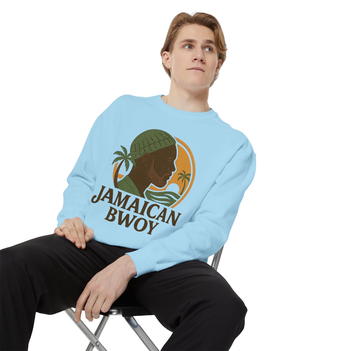 Jamaican Bwoy Sweatshirt, Cozy Unisex Pullover, Streetwear Style, Perfect Gift for Reggae Lovers, Summer Vibes Apparel, Gift for Him/Her