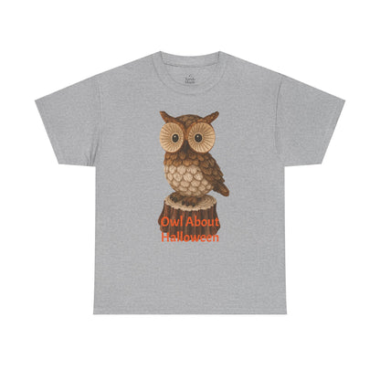 Halloween Owl Tee, Perfect for Fall Celebrations, Unisex Cotton Shirt, Cute Gift for Owl Lovers, Halloween Party Apparel, Fun Autumn Wear