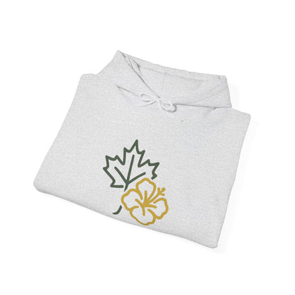 Maple Leaf & Hibiscus Hoodie, Cozy Fall Sweatshirt, Unisex Pullover for Nature Lovers, Perfect Gift for Thanksgiving, Unique Casual Wear