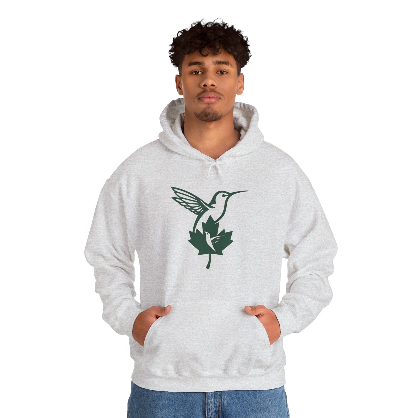 Hummingbird & Maple Leaf Hoodie — Nature-Inspired Cozy Pullover