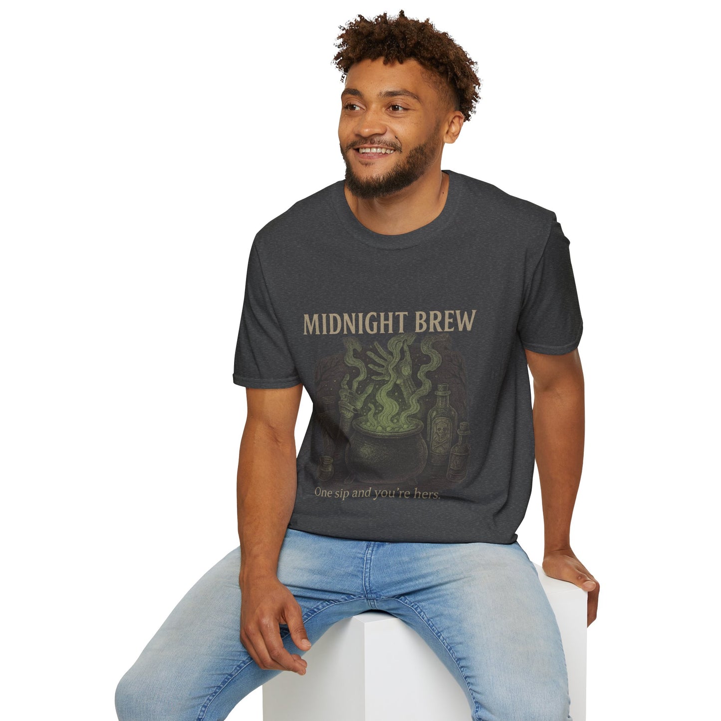 Midnight Brew Unisex T-Shirt, Witchy Tee, Halloween Apparel, Casual Wear, Fun Gift, Cozy Essentials