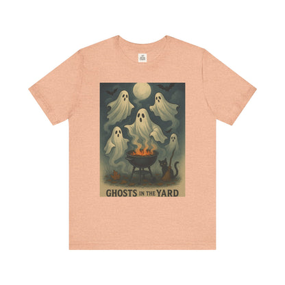 Ghosts in the Yard Tee - Spooky Unisex Short Sleeve Shirt, Halloween Shirt, Ghost Design, Casual Halloween Wear, Gift for Ghost Lovers