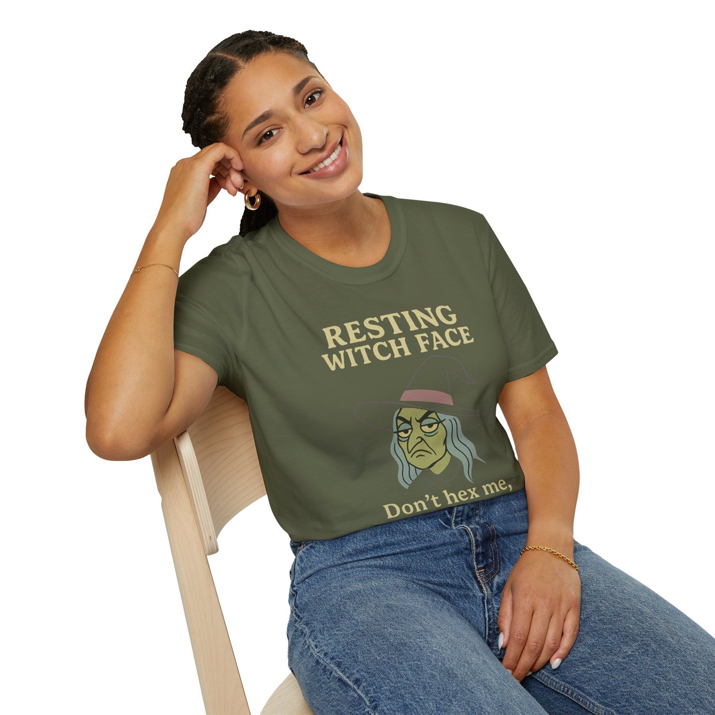 Resting Witch Face Unisex T-Shirt, Halloween Tee, Funny Witch Shirt, Gift for Her, Cute Casual Top, Spooky Season Apparel