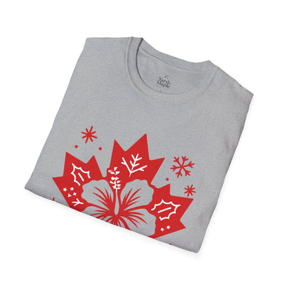 Maple Hibiscus T-Shirt — Canadian Floral Holiday Tee