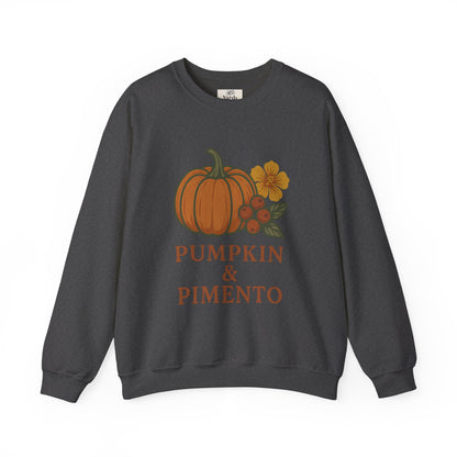 Pumpkin & Pimento Crewneck Sweatshirt, Cozy Fall Sweatshirt, Unisex Autumn Apparel, Thanksgiving Gift, Seasonal Fashion