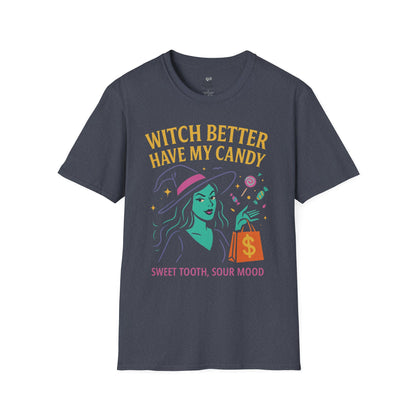 Witchy Candy T-Shirt, Halloween Apparel, Funny Halloween Shirt, Unisex Graphic Tee, Sweet Tooth Gift, Witch Costume Top