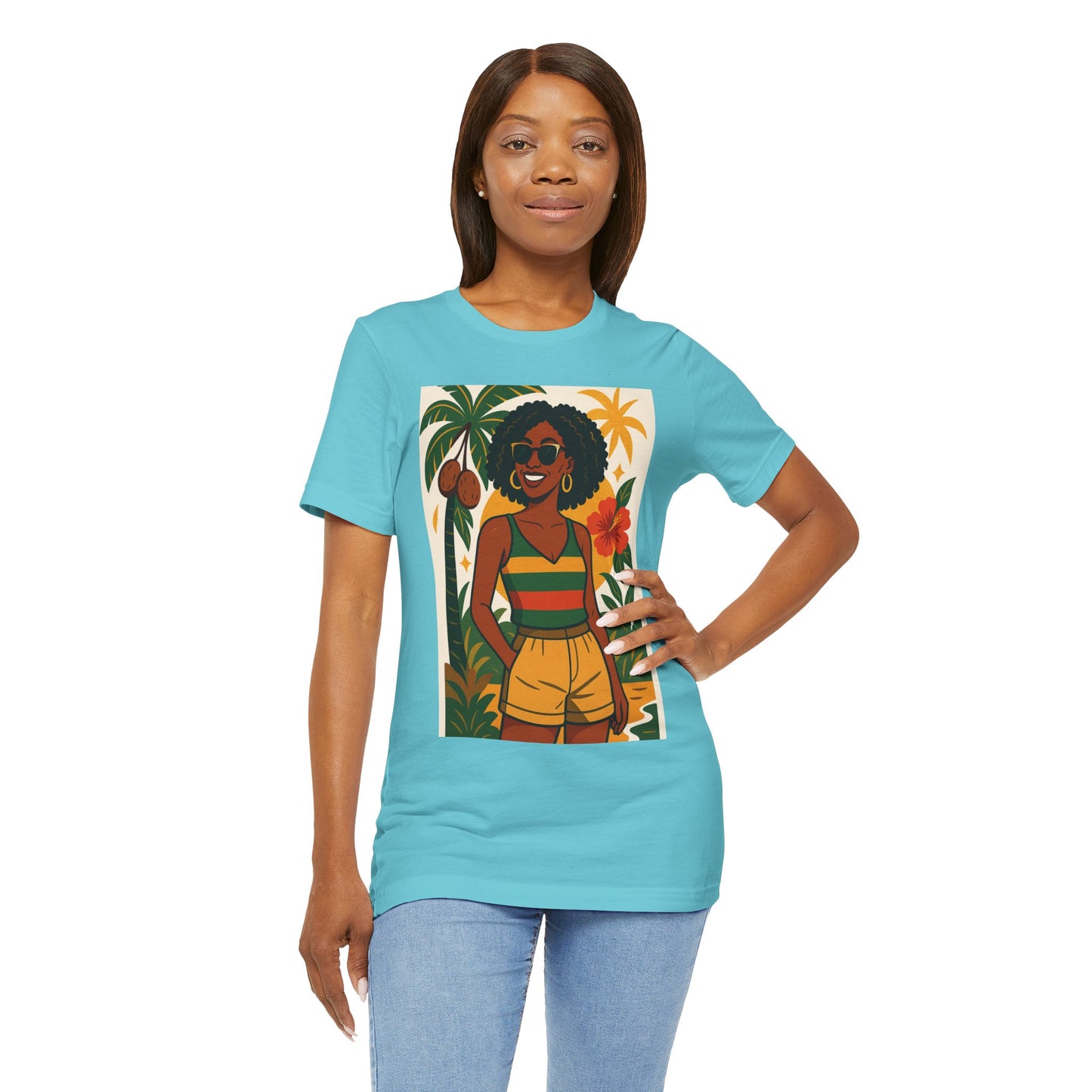 Tropical Graphic Tee for Summer Vibes, Beach Wear, Vacation Style, Graphic T-Shirt for Women, Summer Gift, Casual Outfit
