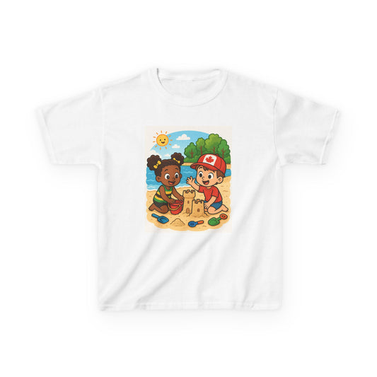 Beach Day Kids Tee, Summer Shirt, Cute Kids Apparel, Vacation Wear, Sandcastle Art Tee