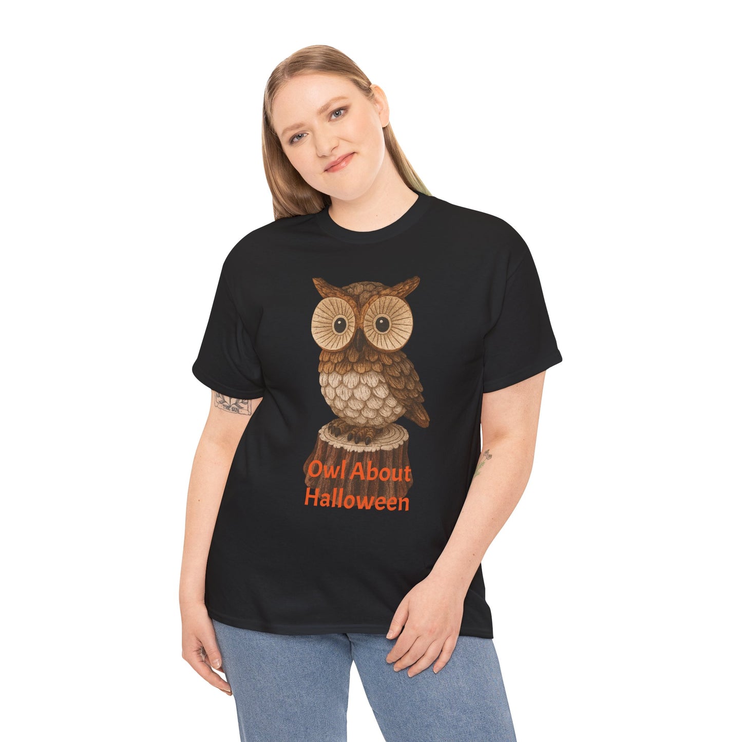 Halloween Owl Tee, Perfect for Fall Celebrations, Unisex Cotton Shirt, Cute Gift for Owl Lovers, Halloween Party Apparel, Fun Autumn Wear