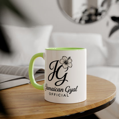 Jamaican Gyal Accent Mug, 11oz Coffee Cup, Floral Design, Gift for Her, Caribbean Culture, Tea Mug, Unique Drinkware