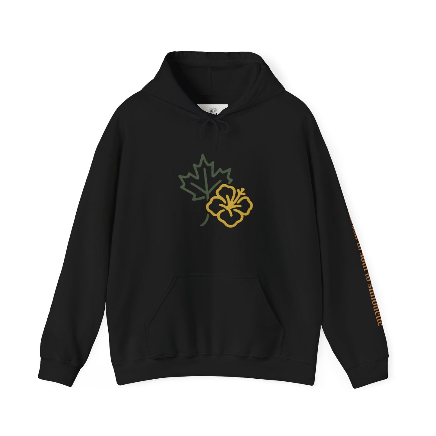 Maple Leaf & Hibiscus Hoodie, Cozy Fall Sweatshirt, Unisex Pullover for Nature Lovers, Perfect Gift for Thanksgiving, Unique Casual Wear