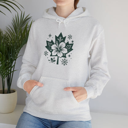 Maple Leaf Poinsettia Hoodie — Winter Floral Holiday Sweatshirt
