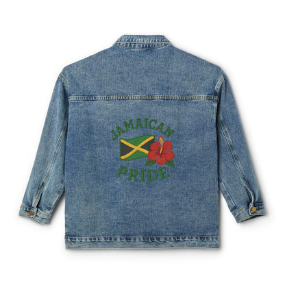 Jamaican Pride Women's Denim Jacket, Vintage Jean Jacket, Casual Summer Style, Trendy Gift for Her, Festival Wear, Travel Fashion