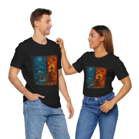 Unisex Ice & Fire Short Sleeve Tee - Firefighter Gift, Halloween Shirt, Cool Graphic Tee, Unique Adventure Wear, All-Season Style