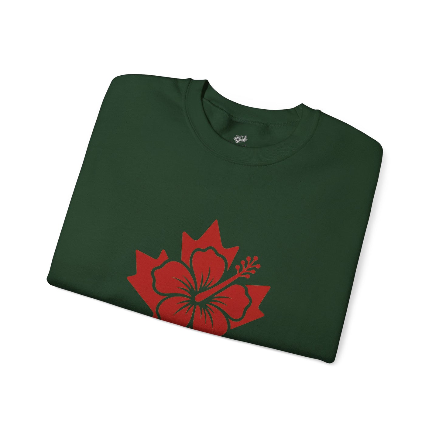 Maple + Hibiscus Crewneck Sweatshirt — Floral Maple Leaf Graphic