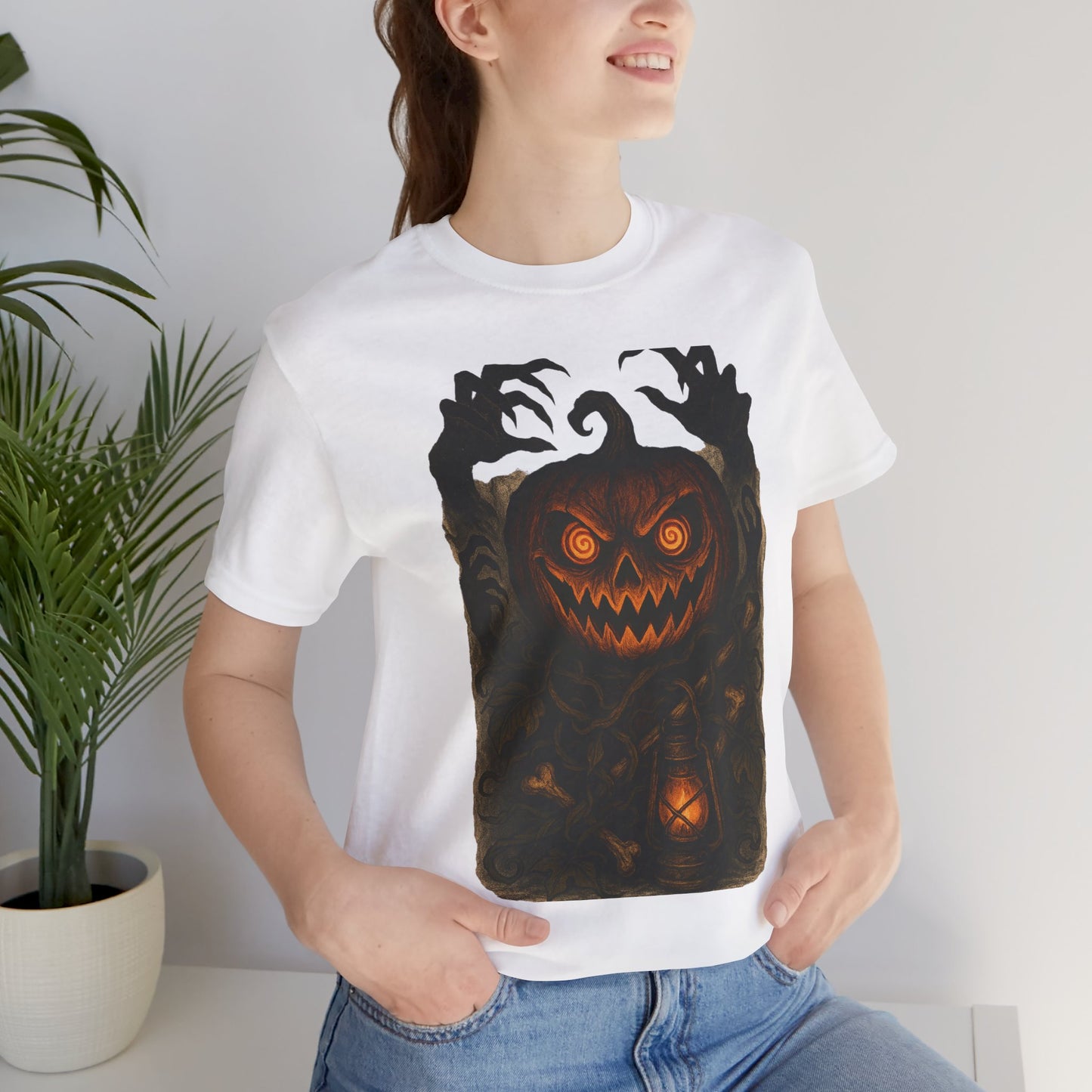 Halloween Pumpkin Tee, Unisex Jersey Short Sleeve Shirt, Fall Festival Apparel, Spooky T-Shirt, Trick or Treat Gift, Autumn Vibes