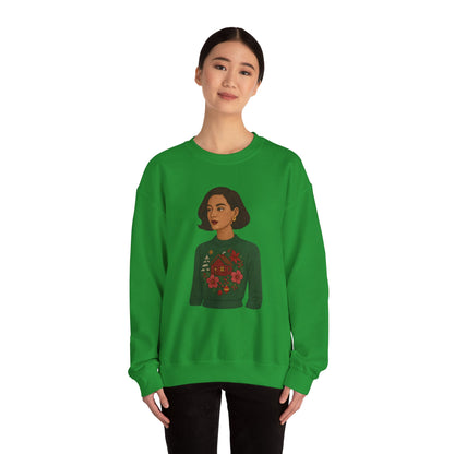Cozy Holiday Floral Sweatshirt, Unisex Crewneck, Casual Gift, Winter Comfort, Christmas Apparel, Autumn Fashion, Everyday Style