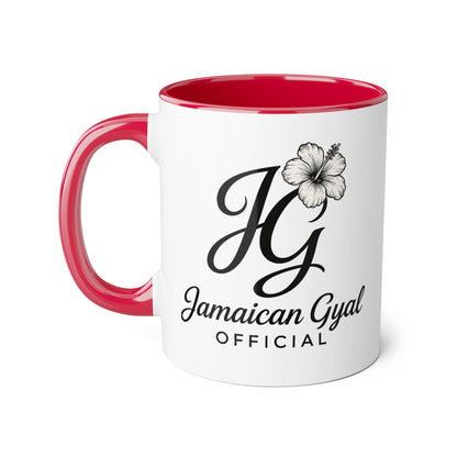 Jamaican Gyal Accent Mug, 11oz Coffee Cup, Floral Design, Gift for Her, Caribbean Culture, Tea Mug, Unique Drinkware