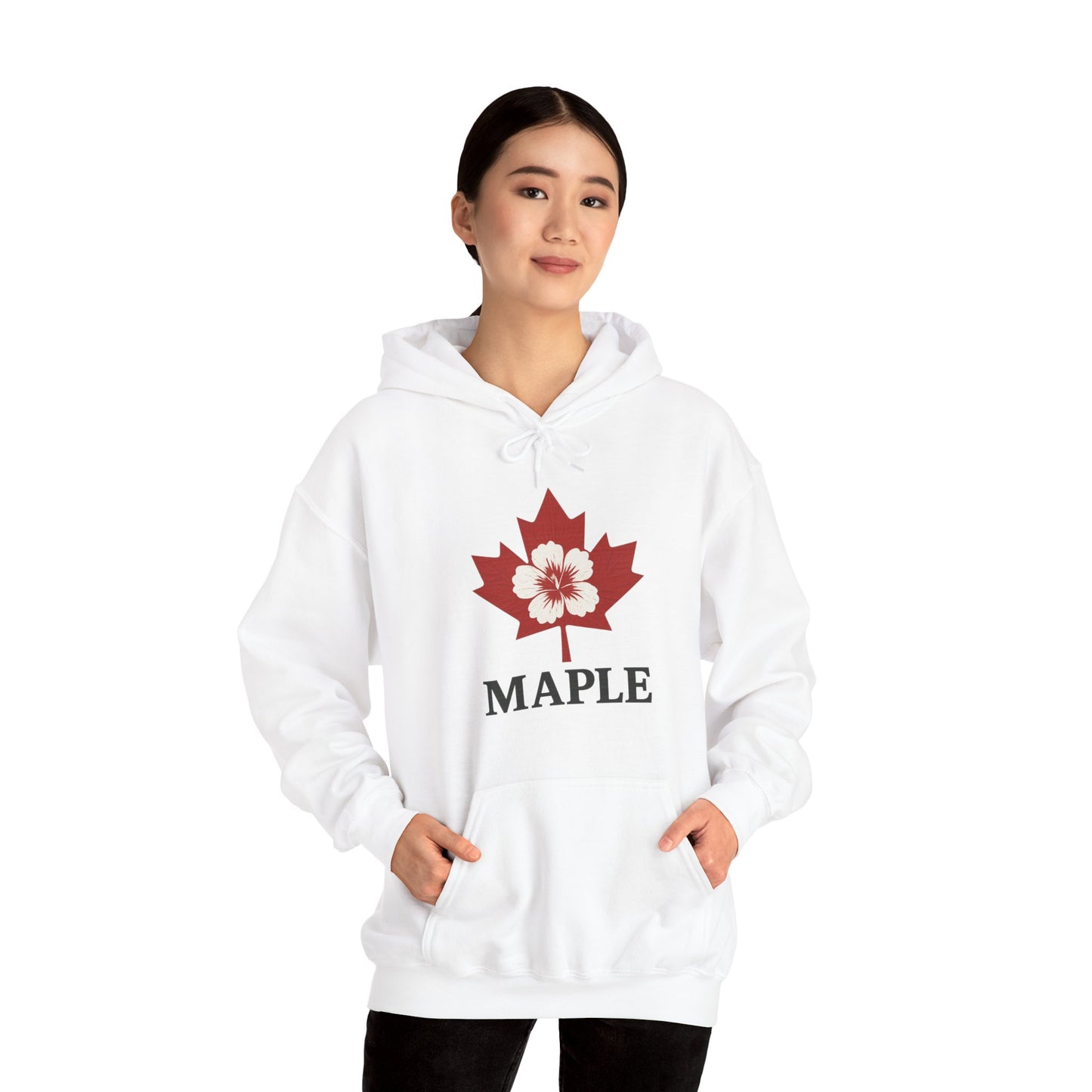 Maple Leaf Floral Hoodie — Canadian Maple Graphic Sweatshirt