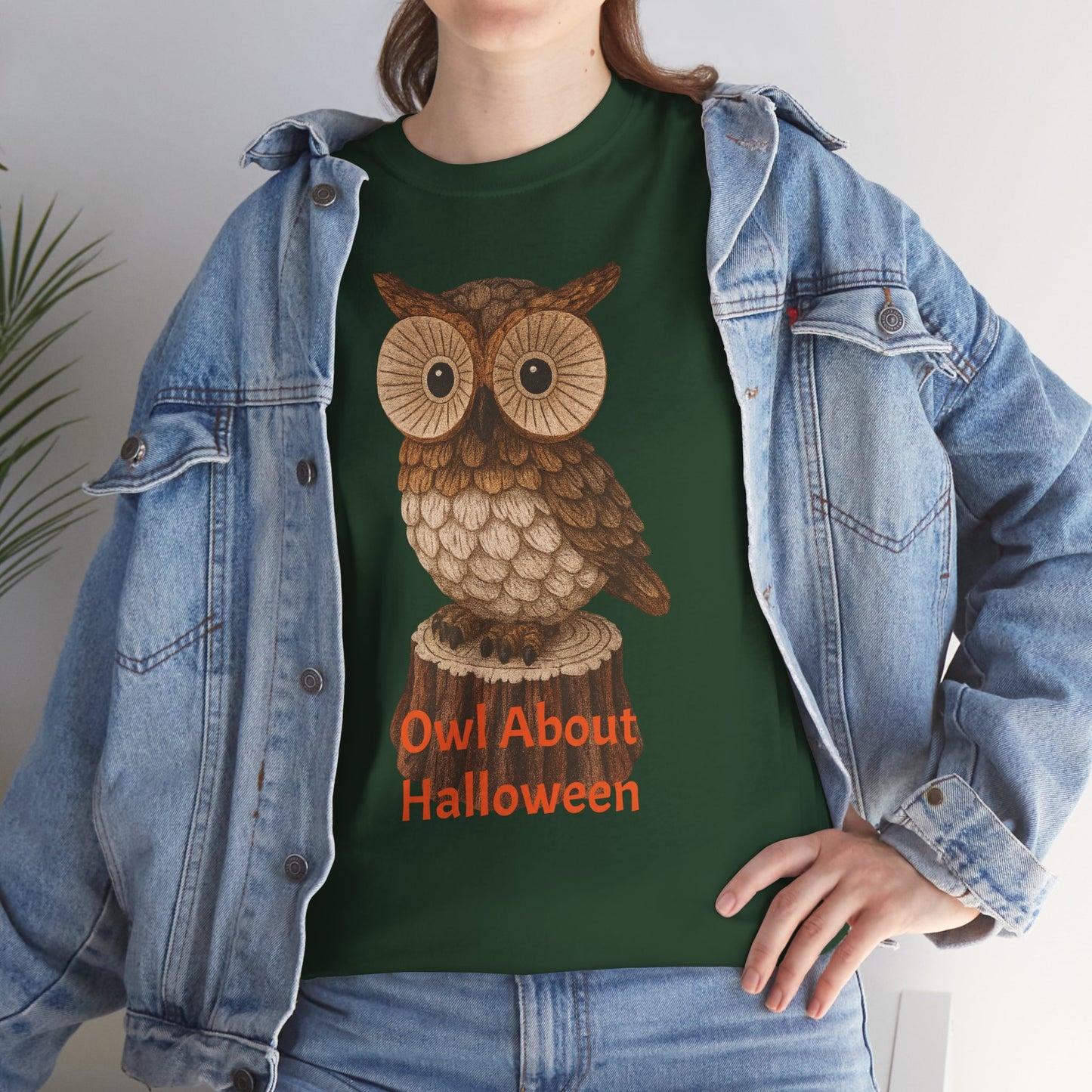Halloween Owl Tee, Perfect for Fall Celebrations, Unisex Cotton Shirt, Cute Gift for Owl Lovers, Halloween Party Apparel, Fun Autumn Wear