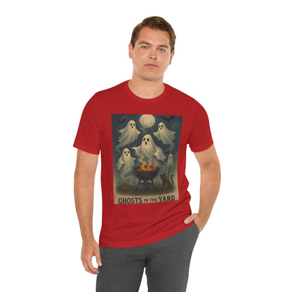 Ghosts in the Yard Tee - Spooky Unisex Short Sleeve Shirt, Halloween Shirt, Ghost Design, Casual Halloween Wear, Gift for Ghost Lovers