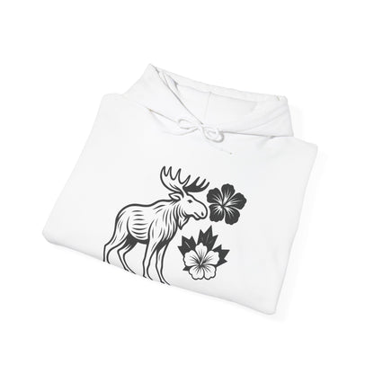 Moose Floral Hoodie — Nordic Moose and Wildflower Graphic Sweatshirt