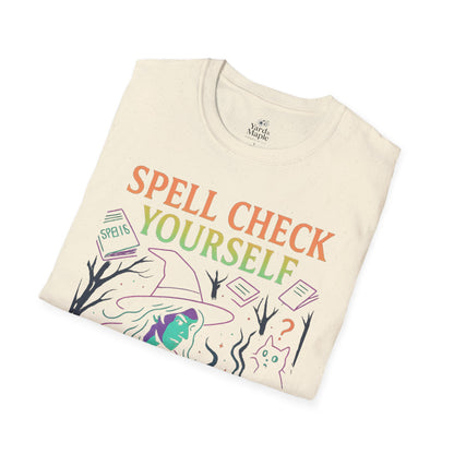 Spell Check Yourself Witchy T-Shirt, Fun Graphic Tee for Witch Lovers, Halloween Shirt, Cozy Casual Wear, Unisex Softstyle Tee