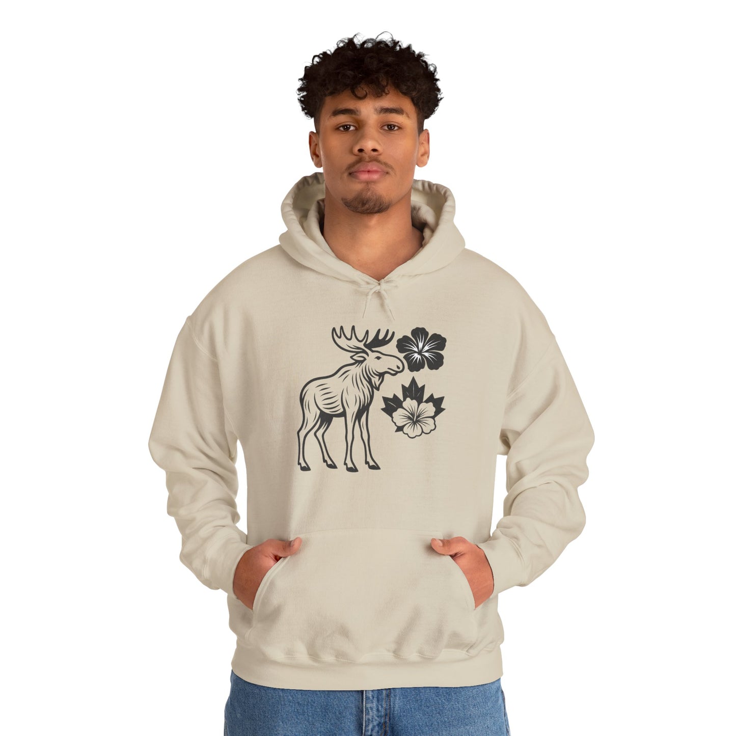 Moose Floral Hoodie — Nordic Moose and Wildflower Graphic Sweatshirt