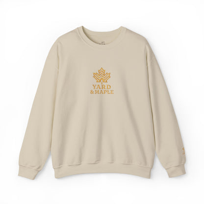 Cozy Unisex Crewneck Sweatshirt with Embroidered Leaf Design, Perfect for Fall, Thanksgiving, Casual Outings, Friends and Family Gatherings, Gifts
