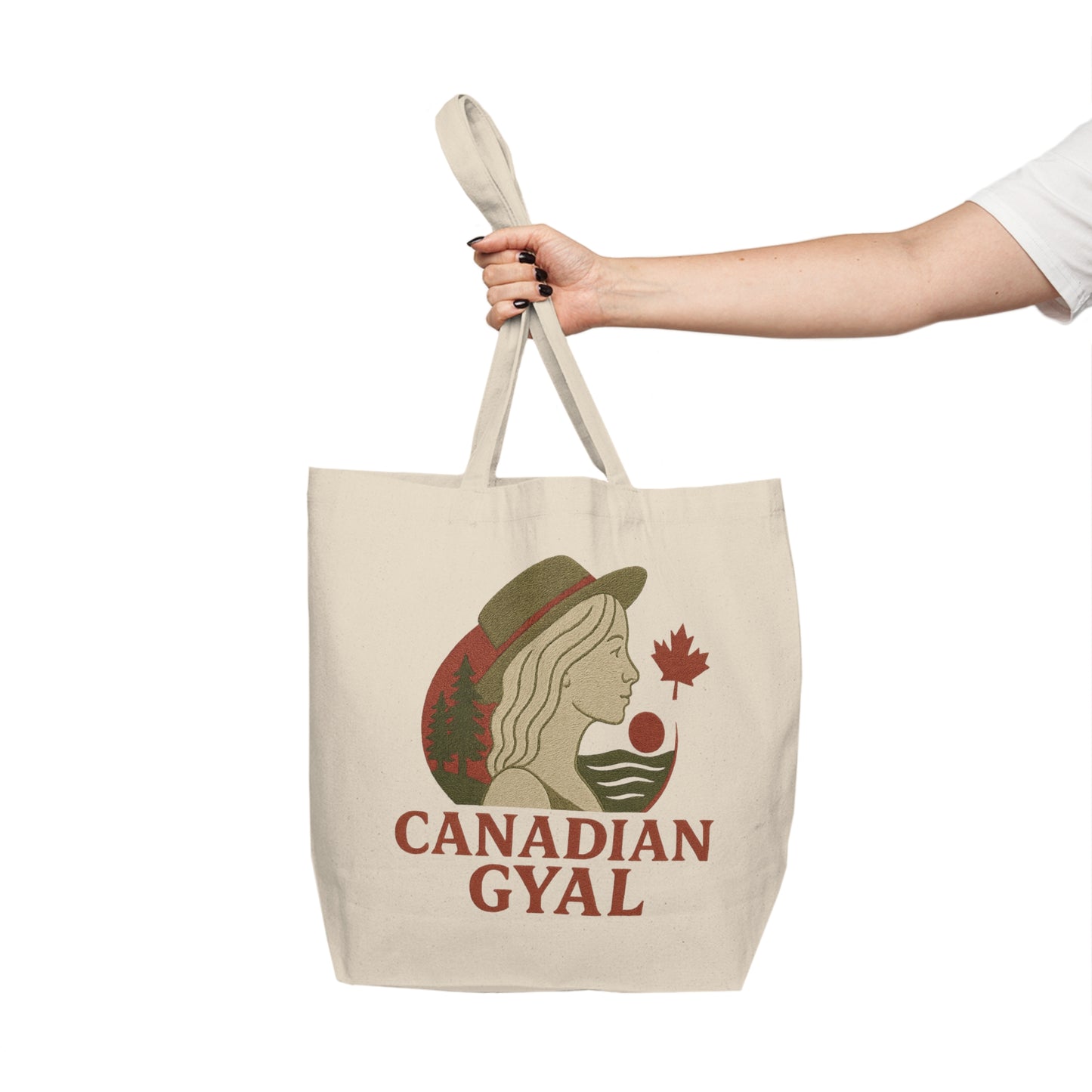Canadian Gyal Canvas Shopping Tote, Eco-Friendly Bag, Reusable Grocery Tote, Canada Inspired Gift, Cute Travel Tote