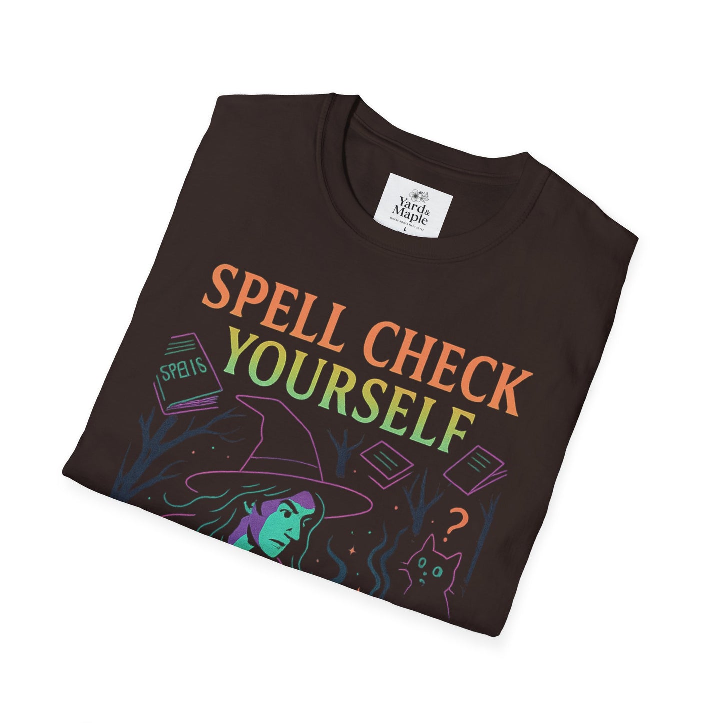 Spell Check Yourself Graphic Tee, Unisex Witch T-Shirt, Halloween Humor Top, Casual Witchy Apparel, Perfect for Spell Lovers