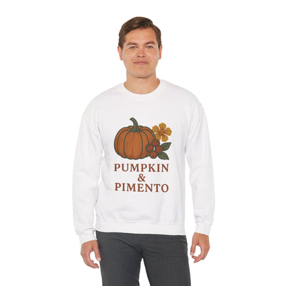 Pumpkin & Pimento Crewneck Sweatshirt, Cozy Fall Sweatshirt, Unisex Autumn Apparel, Thanksgiving Gift, Seasonal Fashion