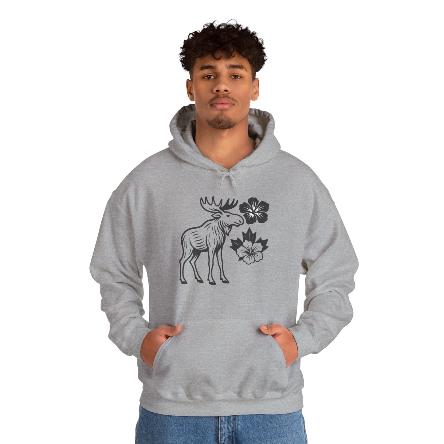 Moose Floral Hoodie — Nordic Moose and Wildflower Graphic Sweatshirt