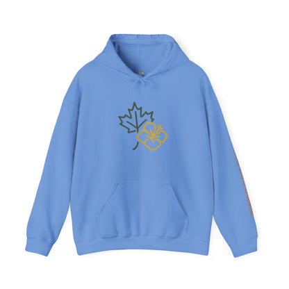 Maple Leaf & Hibiscus Hoodie, Cozy Fall Sweatshirt, Unisex Pullover for Nature Lovers, Perfect Gift for Thanksgiving, Unique Casual Wear
