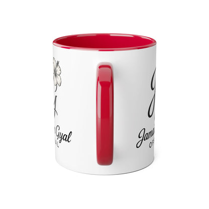 Jamaican Gyal Accent Mug, 11oz Coffee Cup, Floral Design, Gift for Her, Caribbean Culture, Tea Mug, Unique Drinkware