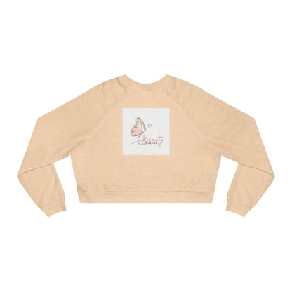 Women's Fleece Crop Pullover - Butterfly Design, Cozy Sweatshirt, Spring Fashion, Gift for Her, Casual Wear, Cute Layering Piece