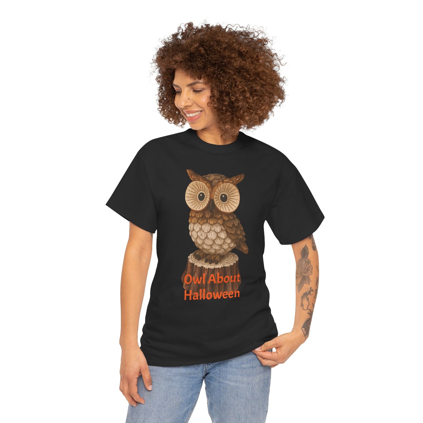 Halloween Owl Tee, Perfect for Fall Celebrations, Unisex Cotton Shirt, Cute Gift for Owl Lovers, Halloween Party Apparel, Fun Autumn Wear