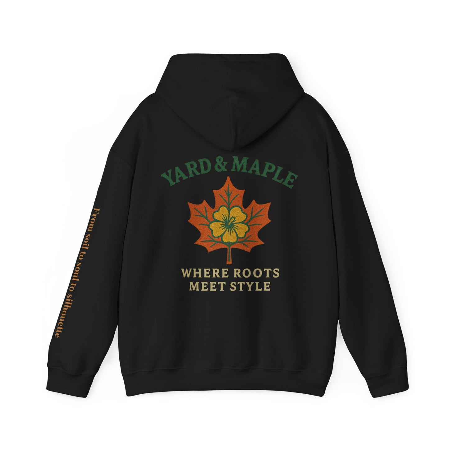 Maple Leaf & Hibiscus Hoodie, Cozy Fall Sweatshirt, Unisex Pullover for Nature Lovers, Perfect Gift for Thanksgiving, Unique Casual Wear