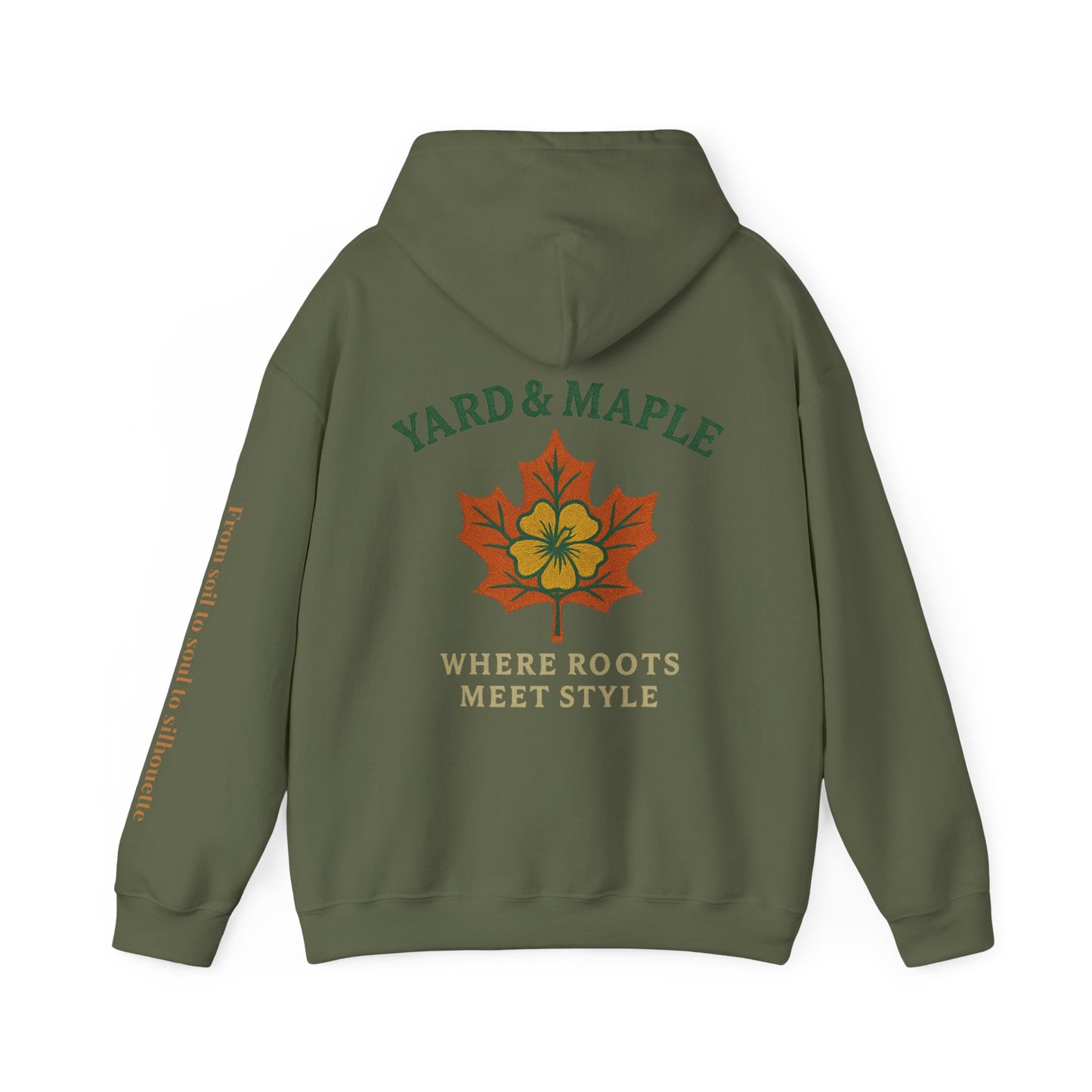 Maple Leaf & Hibiscus Hoodie, Cozy Fall Sweatshirt, Unisex Pullover for Nature Lovers, Perfect Gift for Thanksgiving, Unique Casual Wear