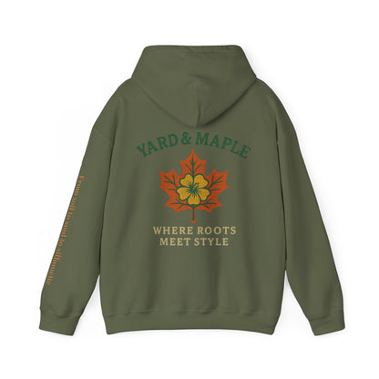 Maple Leaf & Hibiscus Hoodie, Cozy Fall Sweatshirt, Unisex Pullover for Nature Lovers, Perfect Gift for Thanksgiving, Unique Casual Wear