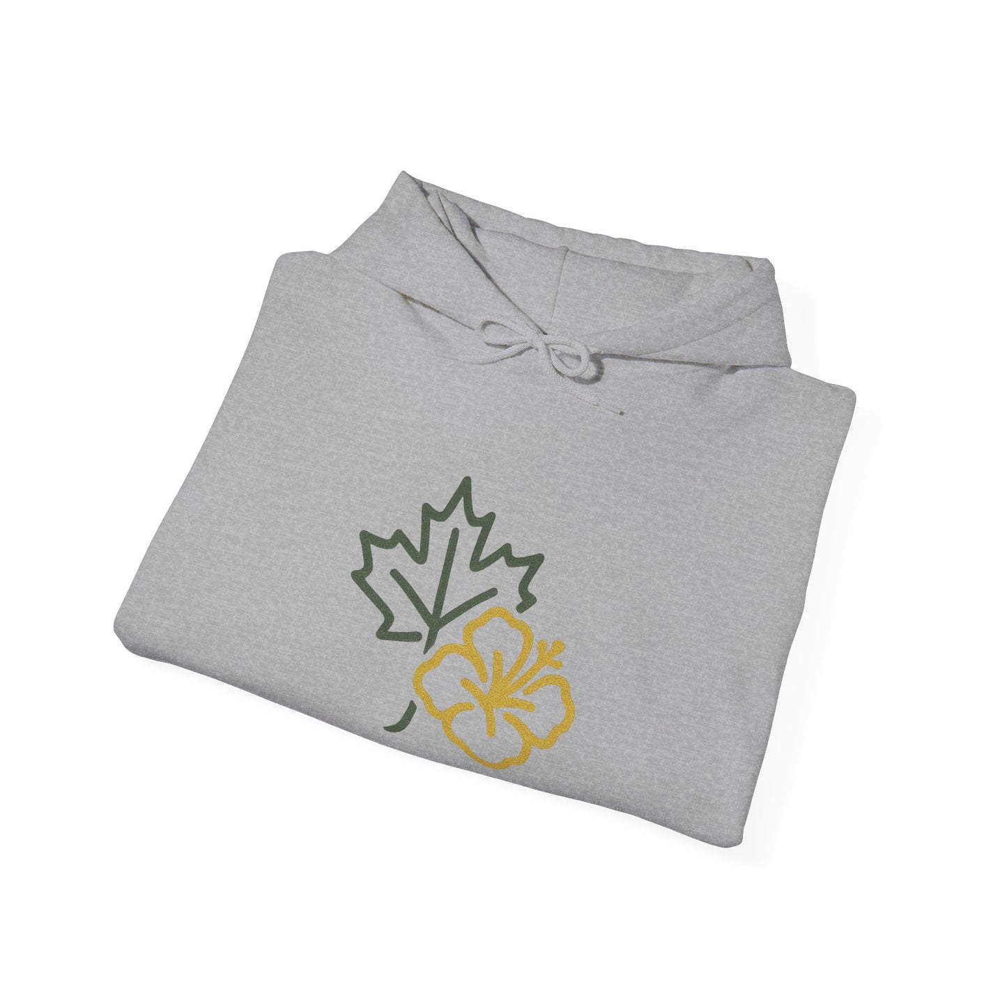 Maple Leaf & Hibiscus Hoodie, Cozy Fall Sweatshirt, Unisex Pullover for Nature Lovers, Perfect Gift for Thanksgiving, Unique Casual Wear