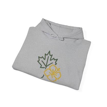 Maple Leaf & Hibiscus Hoodie, Cozy Fall Sweatshirt, Unisex Pullover for Nature Lovers, Perfect Gift for Thanksgiving, Unique Casual Wear
